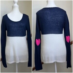 Novelty Heart Patch PJ Salvage Sweater Medium Twee Romantic‎ Pullover Knit Top